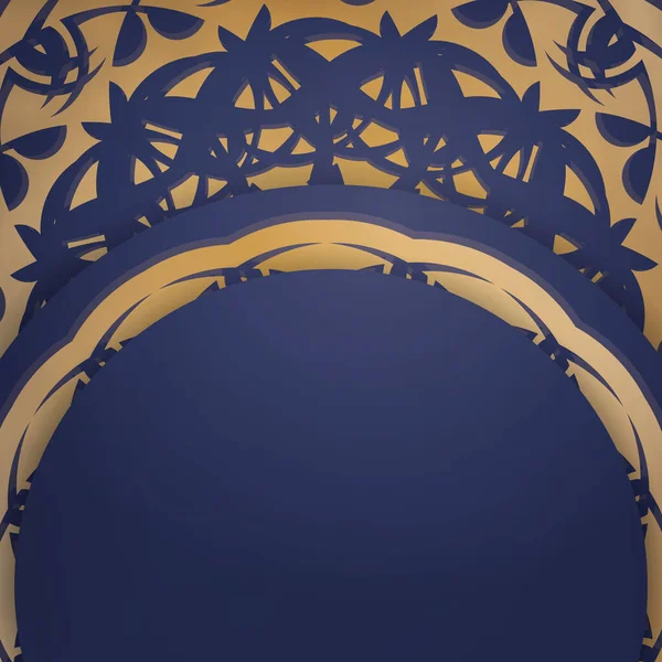 Презентабельна Візитка Темно Синьому Кольорі Абстрактними Золотими Прикрасами Вашого Бізнесу — стоковий вектор