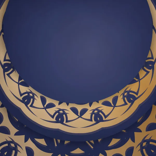 Koyu mavi renkli, soyut altın desenli bir kartvizit..