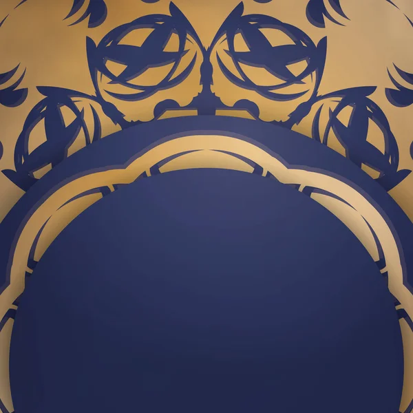 Презентабельная Визитная Карточка Темно Синем Индийскими Золотыми Орнаментами Вашего Бизнеса — стоковый вектор