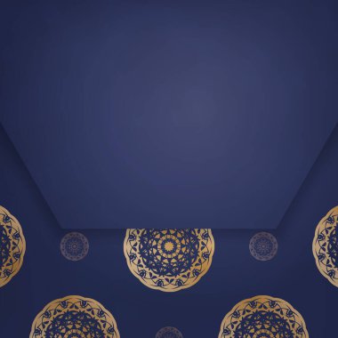 Koyu mavi renkli, markanız için Hint altını desenli şık bir kartvizit..