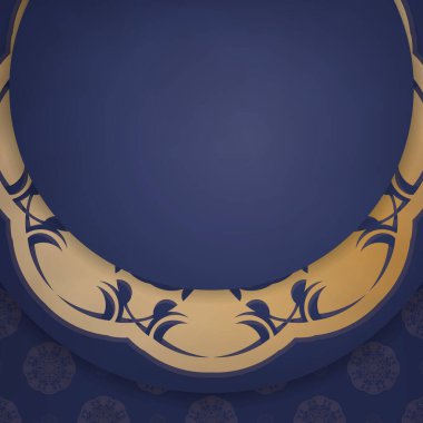 Koyu mavi renkli, kişiliği Hint altını desenli bir kartvizit..