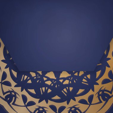 Koyu mavi renkli, kişiliği Hint altını desenli bir kartvizit..