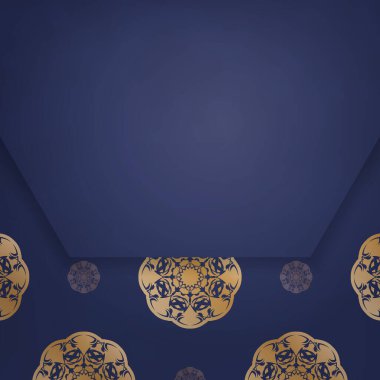 Koyu mavi renkli gösterişli kartvizit markanız için klasik altın desenli..