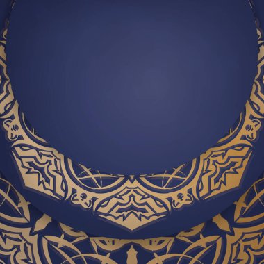 Koyu mavi renkli gösterişli kartvizit. İşiniz için klasik altın desenli..