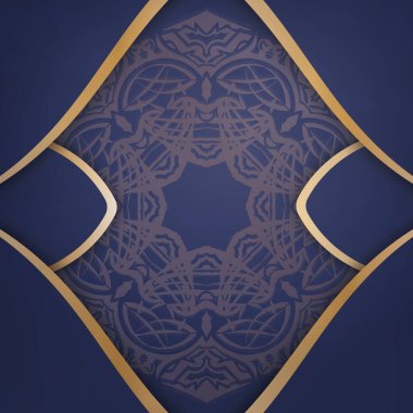 Koyu mavi renkli, kişiliğin için klasik altın desenli bir kartvizit..