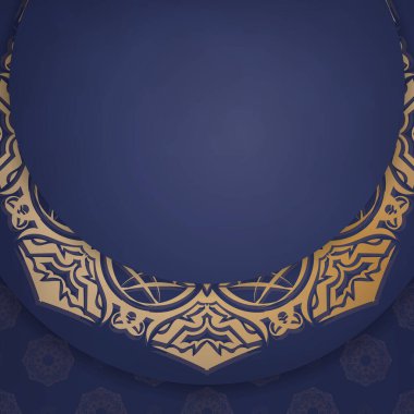 Koyu mavi renkli, kişiliğin için klasik altın desenli bir kartvizit..