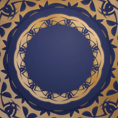 İş yeriniz için Yunan altın desenli koyu mavi renkli suni kartvizit.