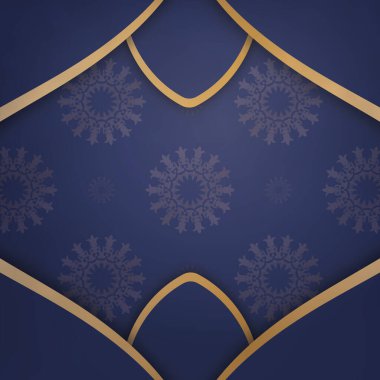 Markanız için lüks altın desenli gösterişli koyu mavi bir kartvizit..