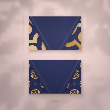 Koyu mavi renkli kartvizit, bağlantılarınız için antika altın süsler..