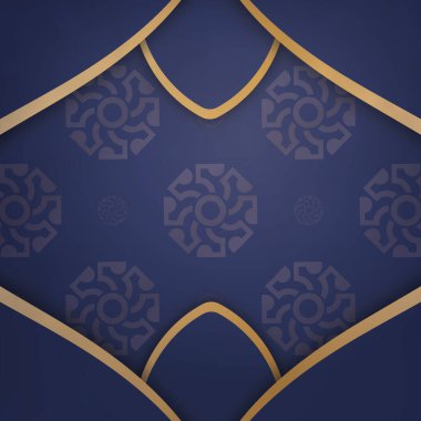 Markanız için mandala altın desenli koyu mavi renkli kartvizit..