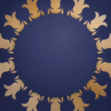 Koyu mavi bir kartvizit şablonu ve işleriniz için Hint altını desenleri..