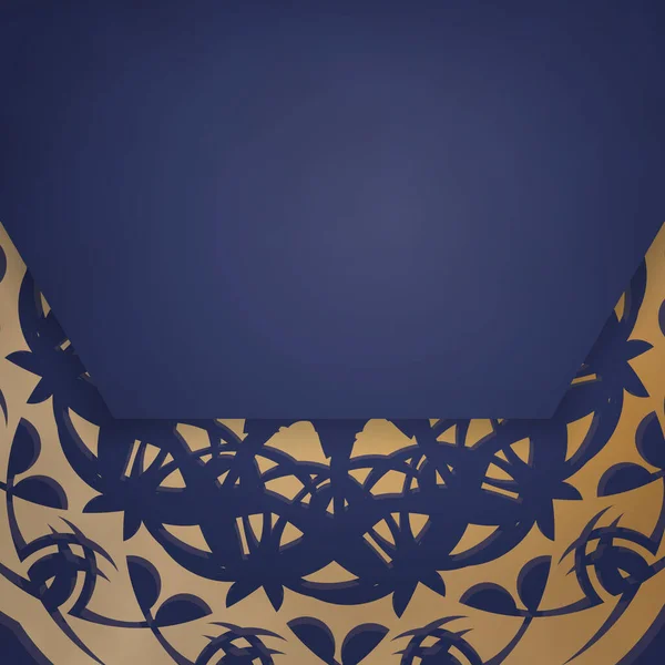 Koyu mavi renkli, kişiliği Hint altını desenli bir kartvizit..