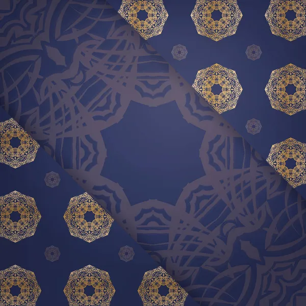 Markanız için altın desenli koyu mavi renkli şık kartvizit..