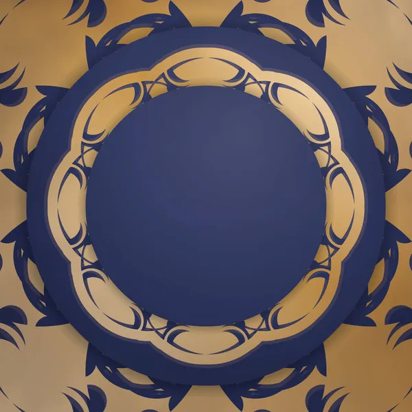 Koyu mavi renkli gösterişli kartvizit. İşiniz için altın desenli..