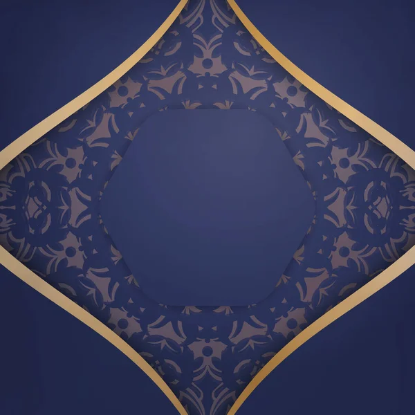 Modèle Carte Visite Couleur Bleu Foncé Avec Ornements Vintage Pour — Image vectorielle