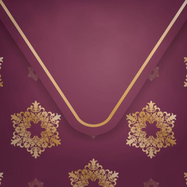 Soyut altın desenli bordo broşürü tipografi için hazırlandı.