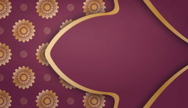 Logonuz altında tasarlamak için soyut altın desenli bordo rengi baner