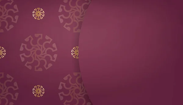 Baner Couleur Bordeaux Avec Mandala Avec Ornement Endroit Pour Votre — Image vectorielle