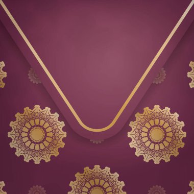 Şatafatlı altın desenli bordo renkli broşür tipografi için hazırlandı..