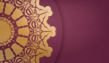 Şatafatlı altın desenli Burgonya bayrağı ve logonuz için bir yer