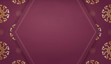 Soyut altın desenli ve logo alanlı Burgundy afişi