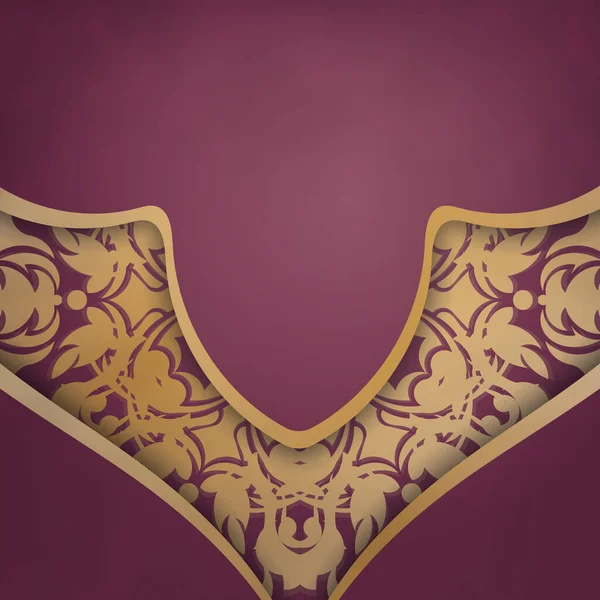 ヴィンテージゴールドの装飾が施されたバーガンディカラーのパンフレット — ストックベクタ