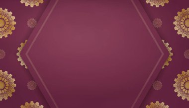 Hintli altın desenli ve logo veya metin için yeri olan Burgonya bayrağı