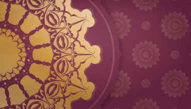 Klasik altın desenli ve logo veya metin için alanı olan Burgonya bayrağı