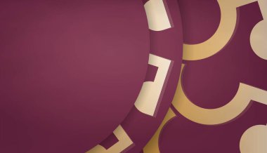 Klasik altın desenli ve metin aralıklı Burgundy afişi