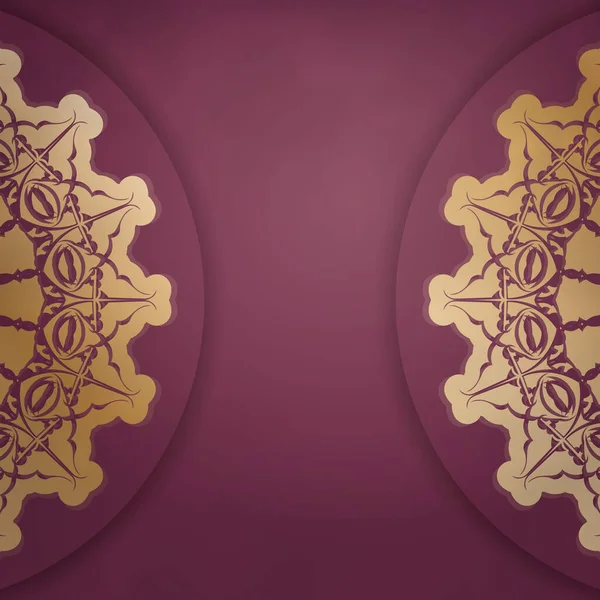 Markan için lüks altın desenli Burgundy broşürü..