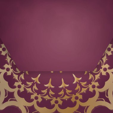 Klasik altın süslemeli Burgundy renk broşürü tipografi için hazırlandı.