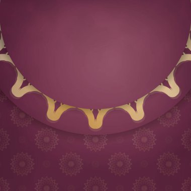 Markanız için lüks altın süslemeli Burgundy broşürü.