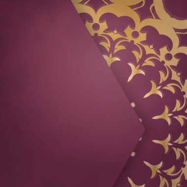 Lüks altın desenli Burgundy broşürü tipografi için hazırlandı..