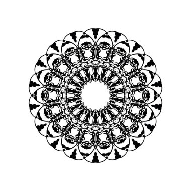 Henna, Mehndi, dövme, dekorasyon için mandala şeklinde dairesel desen. Etnik doğu tarzında dekoratif süs. Boyama kitabı sayfası.