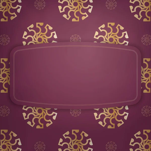 Carte Postale Couleur Bordeaux Avec Ornement Mandala Pour Vos Félicitations — Image vectorielle