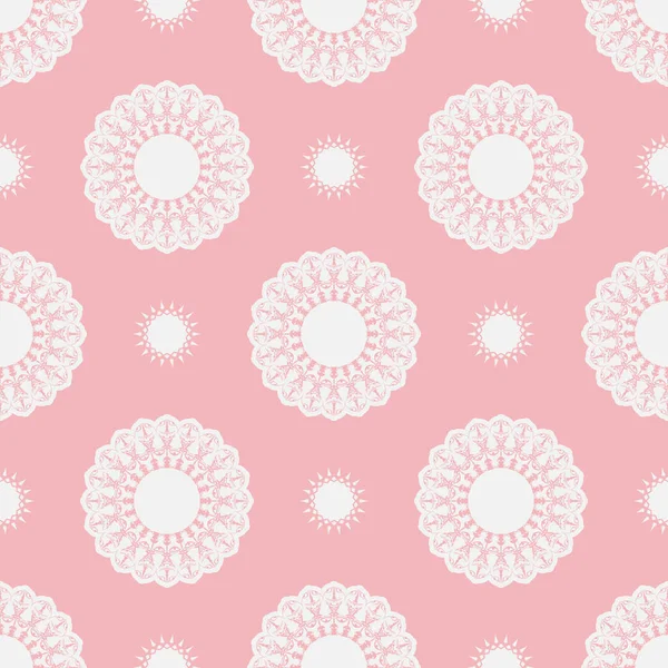 線で幾何学的なパターン ピンクのシームレスパターンの色合い ベクトルシームレスパターン 幾何学的 シームレスな花模様を繰り返す — ストックベクタ