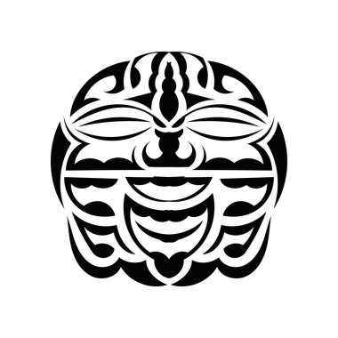 Tiki maskesi. Maori ya da polinezi deseni. Parmak izleri ve dövmeler için iyi. İzole edilmiş. Vektör