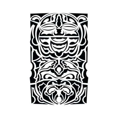 Tiki maskesi. Maori ya da polinezi deseni. Parmak izleri ve dövmeler için iyi. İzole edilmiş. Vektör