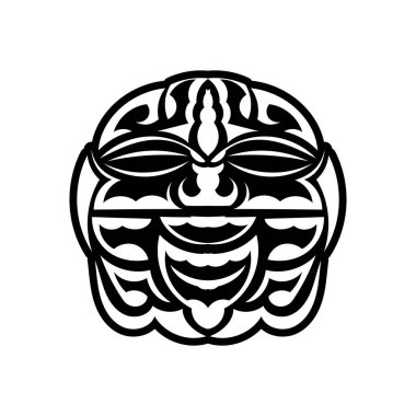 Tiki maskesi. Maori ya da polinezi deseni. Parmak izleri ve dövmeler için iyi. İzole edilmiş. Vektör
