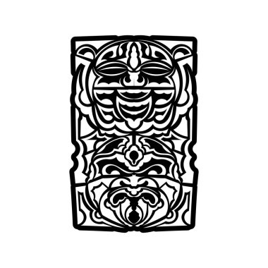 Tiki maskesi. Maori ya da polinezi deseni. Parmak izleri ve dövmeler için iyi. İzole edilmiş. Vektör