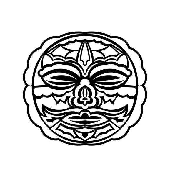 Tiki Mask Maori Eller Polynesimönster Bra För Fingeravtryck Och Tatueringar — Stock vektor