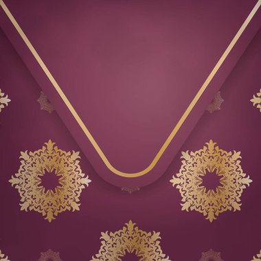 Soyut altın desenli bordo broşürü tipografi için hazırlandı.