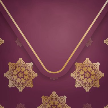 Soyut altın desenli bordo selamlama broşürü tipografi için hazırlandı.