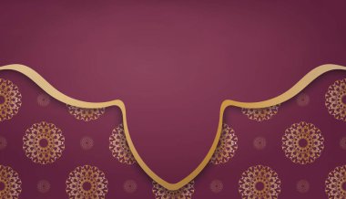 Logonuz altında tasarlamak için soyut altın desenli bordo rengi baner