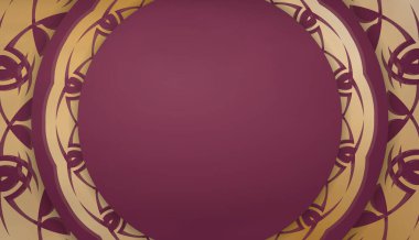 Baner şablonu, yazı altında tasarım için Hint altını süslemeleri olan bordo şablonu.