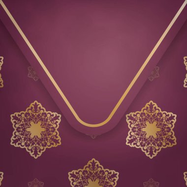 Şatafatlı altın desenli bordo renkli broşür tipografi için hazırlandı..