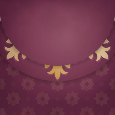 Markanız için mandala ve altın süslemeli bordo renkli broşür..