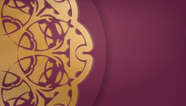 Soyut altın desenli ve logo alanlı Burgundy arkaplanı