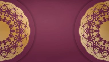 Soyut altın desenli Burgundy arkaplan ve logo veya metin için yer