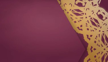 Altın mandala desenli ve logonun altına yerleştirilmiş Burgundy arka planı